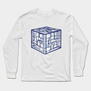 Rubic Cube Blue Shadow Silhouette Anime Style Collection No. 381 Long Sleeve T-Shirt